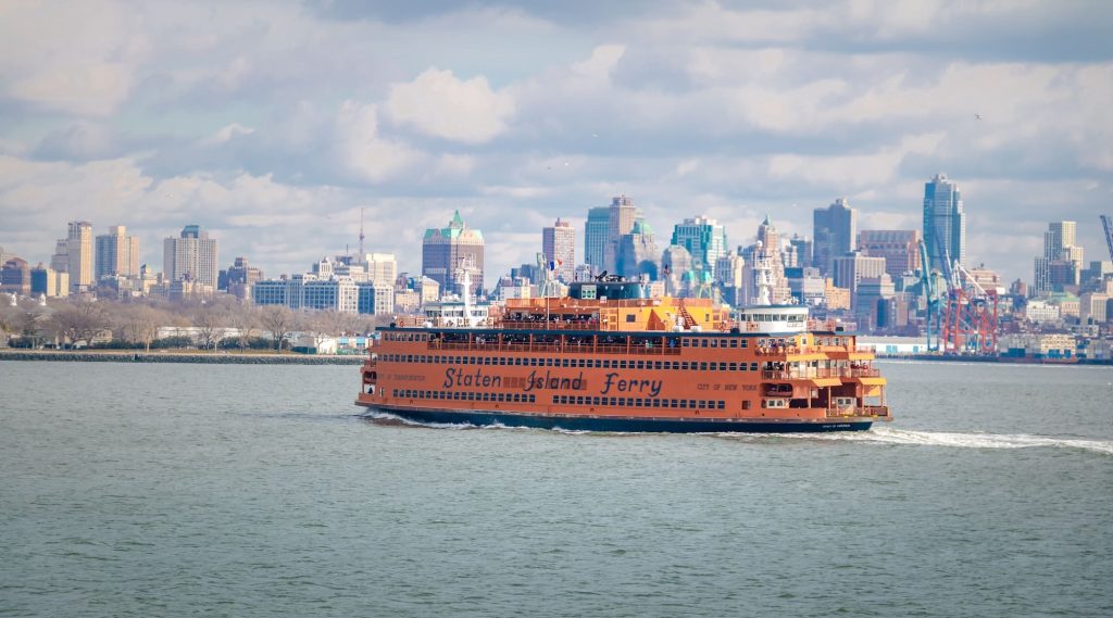 Staten Island Ferry Lower Manhattan Skyline 